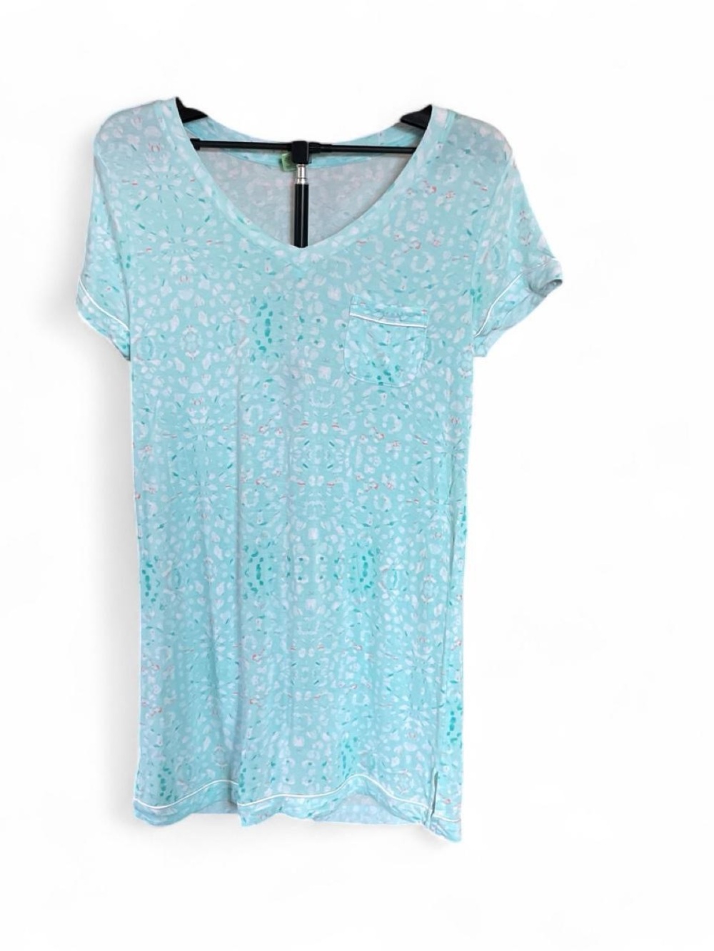 Honeydew Intimates Light Blue V-Neck Chemise with Subtle Print